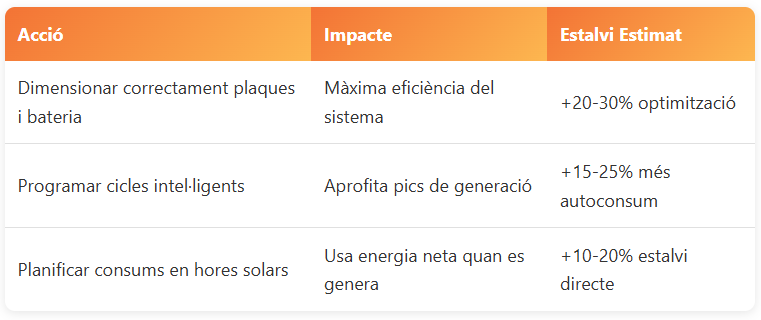 Accions d'optimització Accions d'optimització